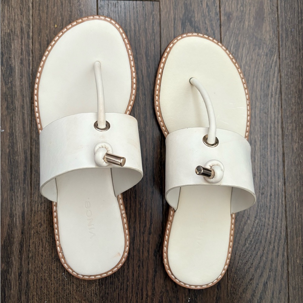 Vince. Cream Sandals Minimalist Design - Size 6.5 - Picture 2 of 5